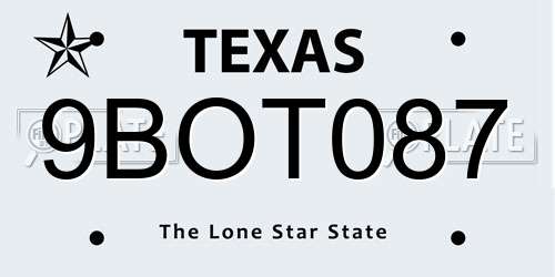 9BOT087 Texas License Plate