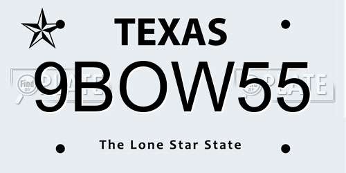 9BOW55 Texas License Plate