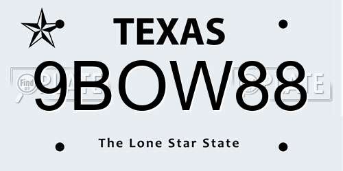 9BOW88 Texas License Plate