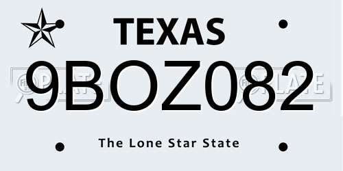 9BOZ082 Texas License Plate