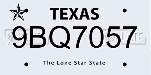 9BQ7057 Texas License Plate