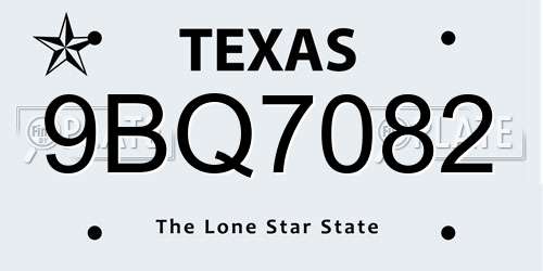 9BQ7082 Texas License Plate