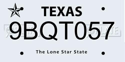 9BQT057 Texas License Plate