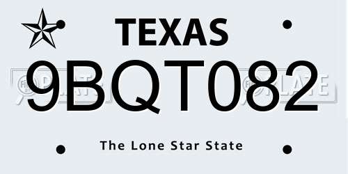 9BQT082 Texas License Plate