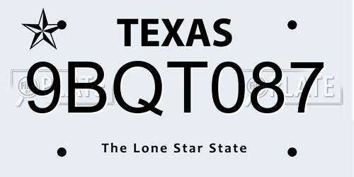 9BQT087 Texas License Plate