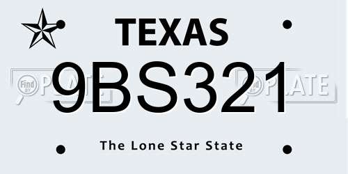 9BS321 Texas License Plate