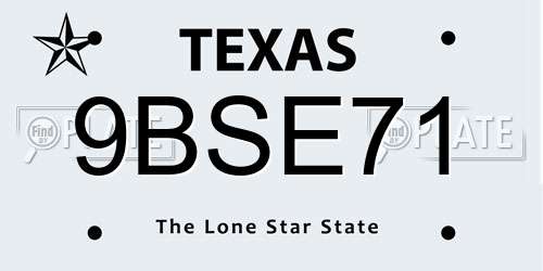 9BSE71 Texas License Plate