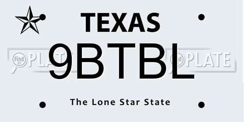 9BTBL Texas License Plate