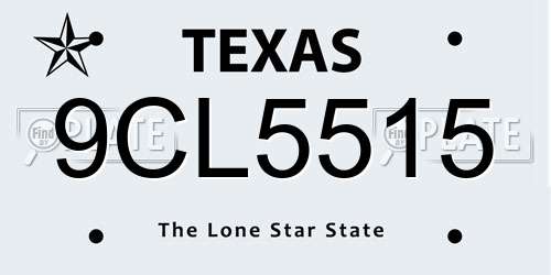 9CL5515 Texas License Plate