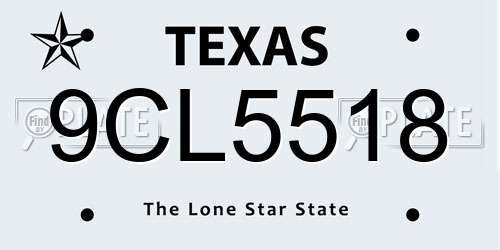 9CL5518 Texas License Plate