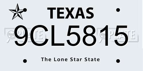 9CL5815 Texas License Plate