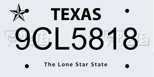 9CL5818 Texas License Plate