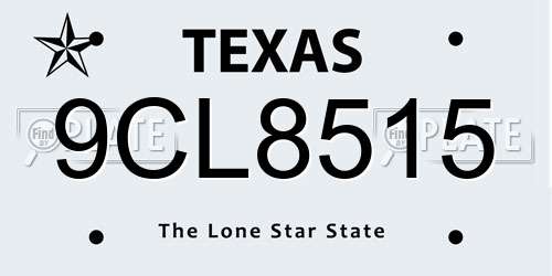 9CL8515 Texas License Plate