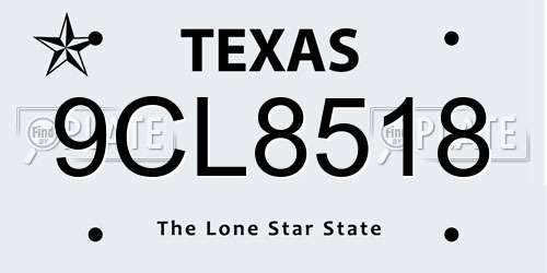9CL8518 Texas License Plate