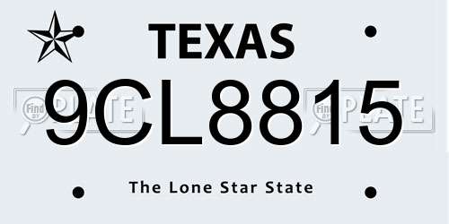 9CL8815 Texas License Plate