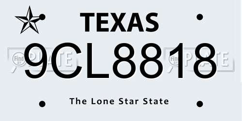 9CL8818 Texas License Plate