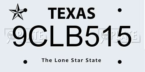 9CLB515 Texas License Plate