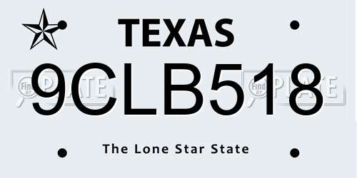 9CLB518 Texas License Plate
