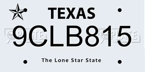 9CLB815 Texas License Plate