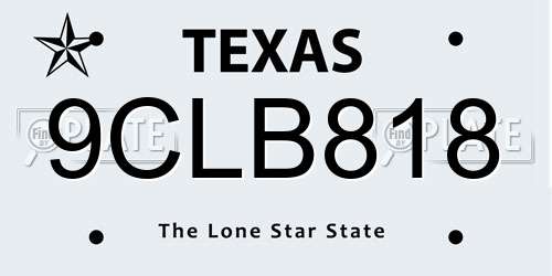 9CLB818 Texas License Plate