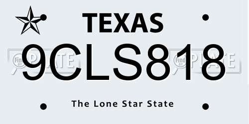 9CLS818 Texas License Plate