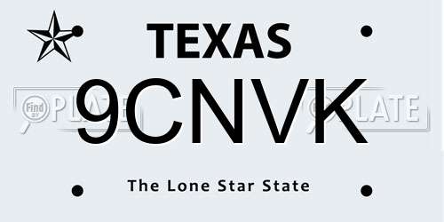 9CNVK Texas License Plate