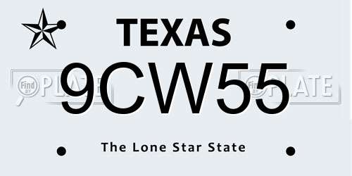 9CW55 Texas License Plate