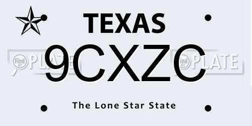 9CXZC Texas License Plate