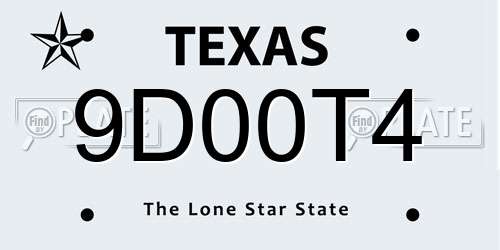 9D00T4 Texas License Plate