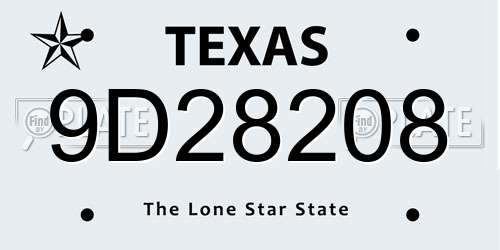 9D28208 Texas License Plate