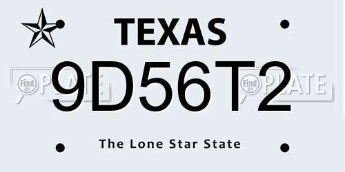 9D56T2 Texas License Plate
