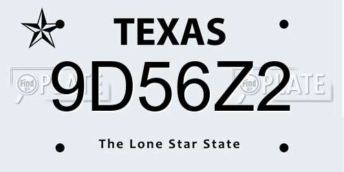 9D56Z2 Texas License Plate