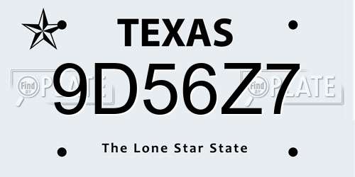 9D56Z7 Texas License Plate