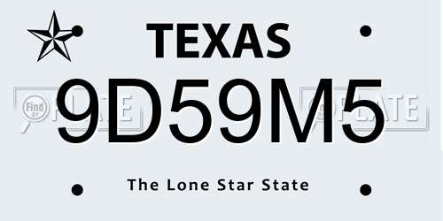 9D59M5 Texas License Plate