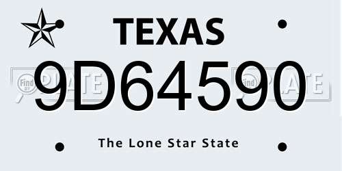9D64590 Texas License Plate