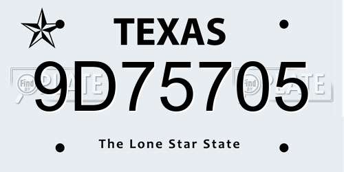 9D75705 Texas License Plate