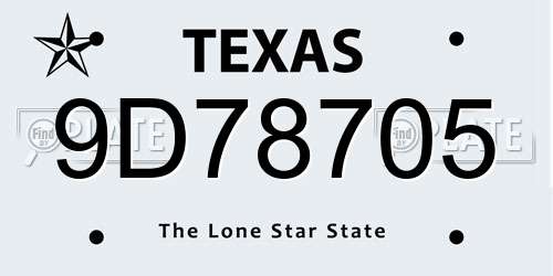 9D78705 Texas License Plate