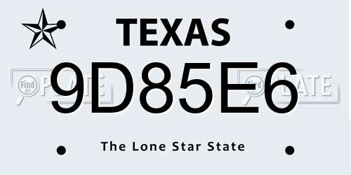 9D85E6 Texas License Plate