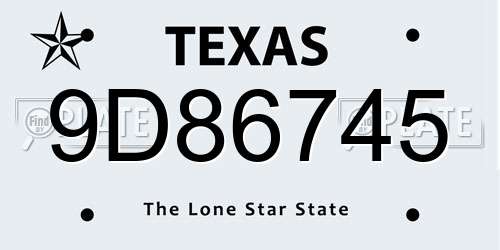 9D86745 Texas License Plate