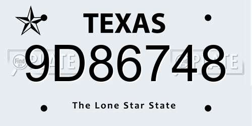 9D86748 Texas License Plate