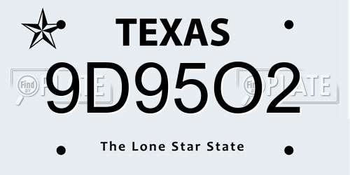 9D95O2 Texas License Plate