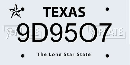 9D95O7 Texas License Plate