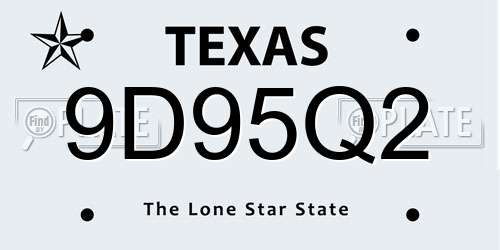 9D95Q2 Texas License Plate