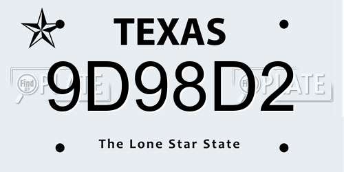 9D98D2 Texas License Plate