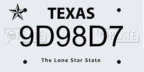 9D98D7 Texas License Plate