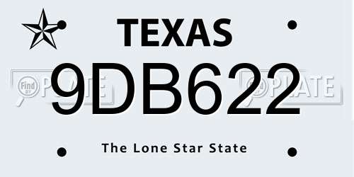 9DB622 Texas License Plate