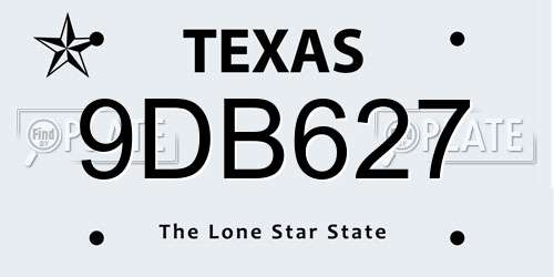9DB627 Texas License Plate