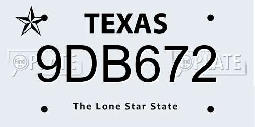 9DB672 Texas License Plate