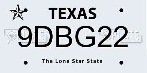 9DBG22 Texas License Plate