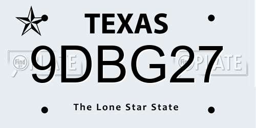 9DBG27 Texas License Plate